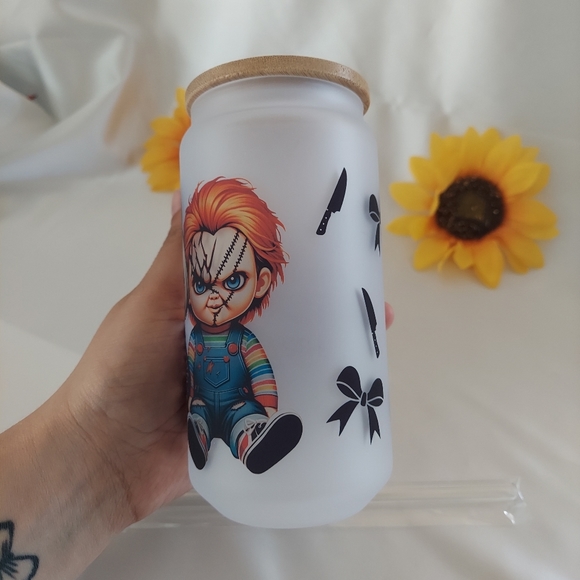 Chucky and Tiffany frosted glass cup - Picture 2 of 5